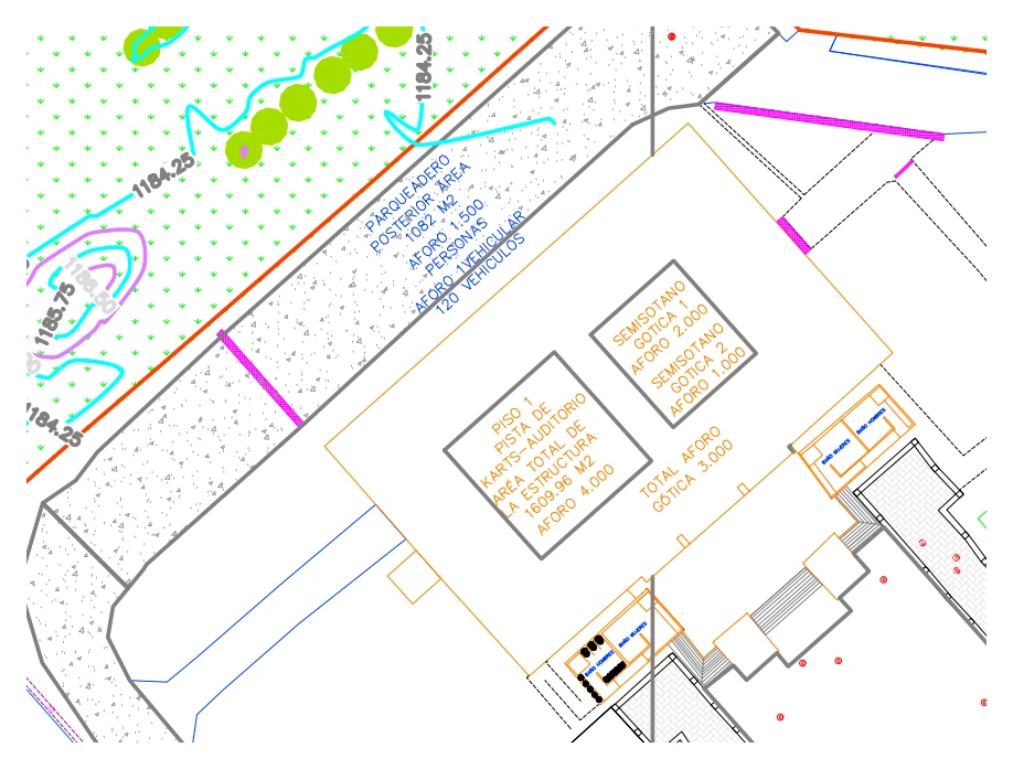 Segmento del plano de aforos para Salones Gótica